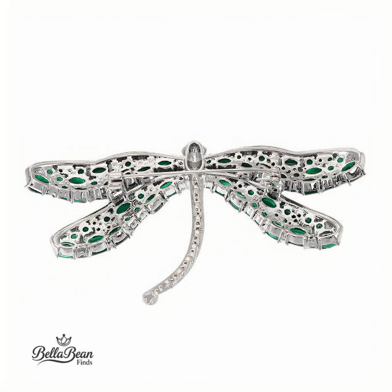 The Verdant Dragonfly Lapel Pin | Artisan Crystal Brooch for Elegant Attire