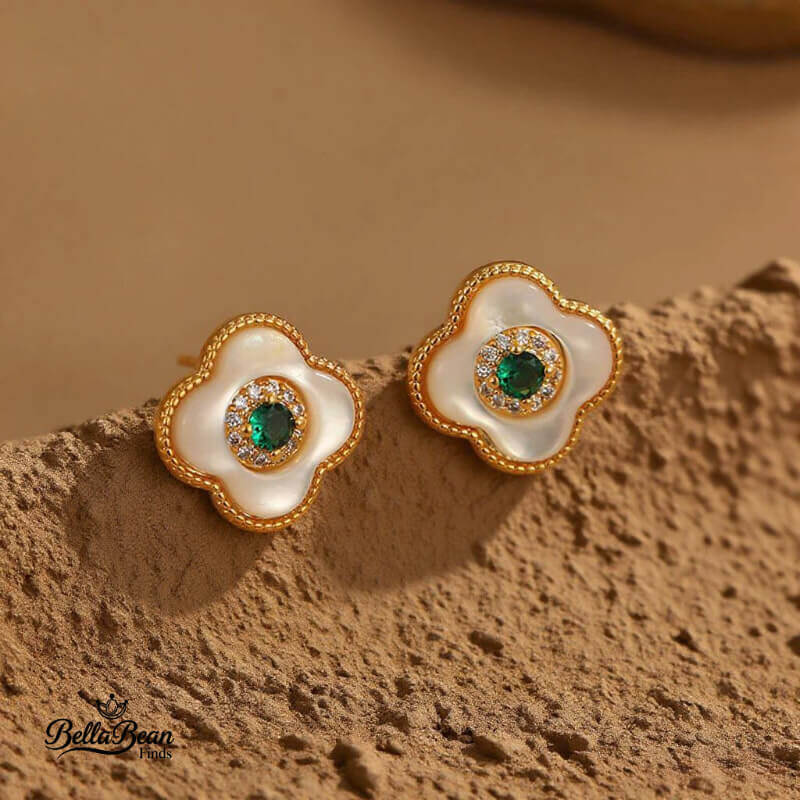 Green-Eyed Talisman: The Minimalist Clover Stud