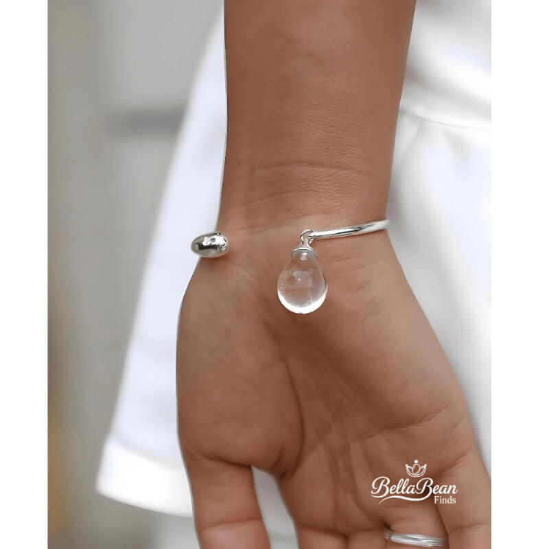 The Serenity Drop | Sterling Silver & Clear Quartz Crystal Bracelet