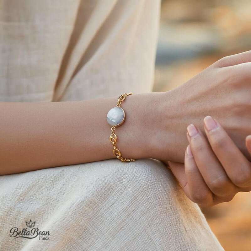 Oceanic Verses: The Anchor Link Cuff | Gilded Chain & Iridescent MOP