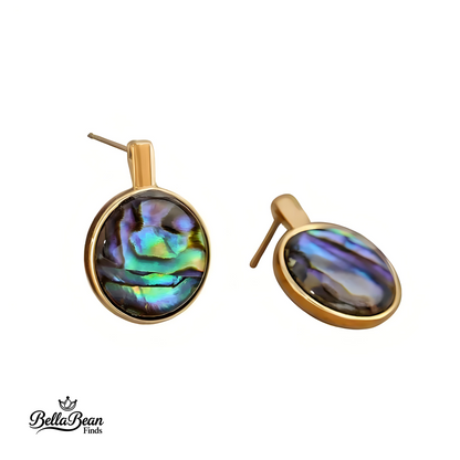 Ocean's Kaleidoscope: Handmade Abalone Shell Stud Earrings