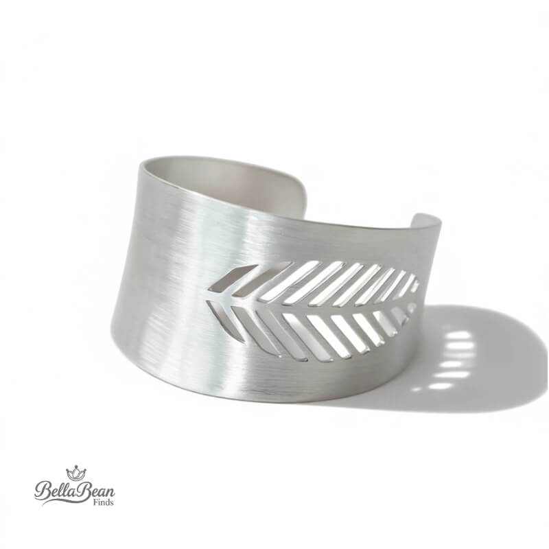 The Botanical Forge Cuff - Heavy Craft Wide Sterling Silver Leaf Bracelet