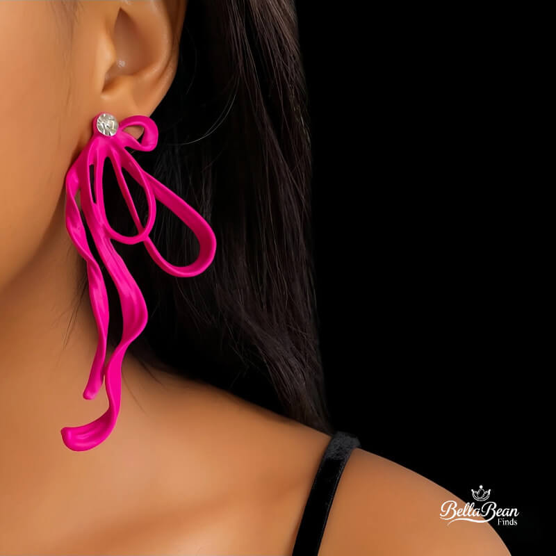 Sparkling 3D Bow Studs | Sculpted Ribbon Earrings with Rhinestones