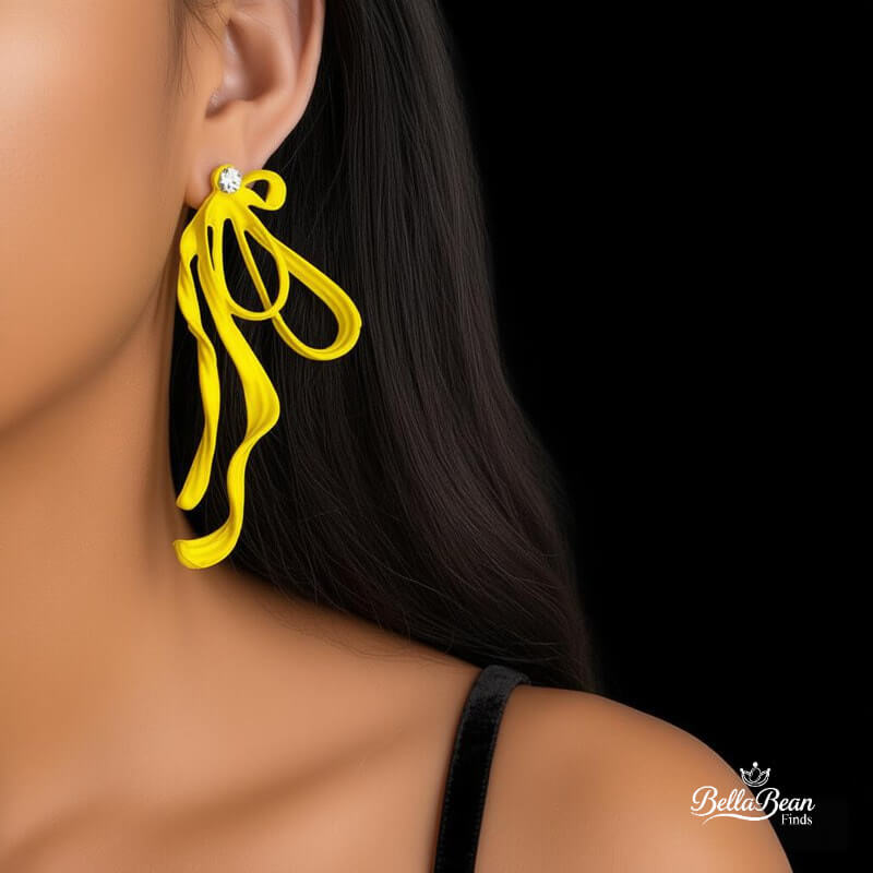 Sparkling 3D Bow Studs | Sculpted Ribbon Earrings with Rhinestones
