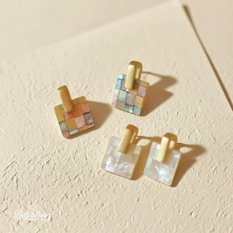 The Ode: Mother-of-Pearl Mosaic Stud Earrings | The Oceanic Verses