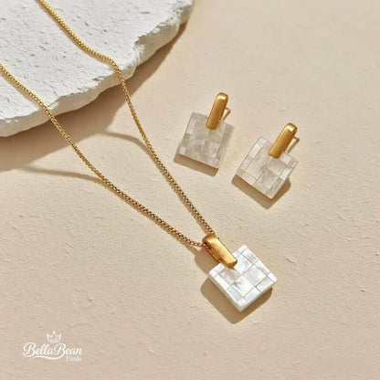 The Ode: Mother-of-Pearl Mosaic Stud Earrings | The Oceanic Verses