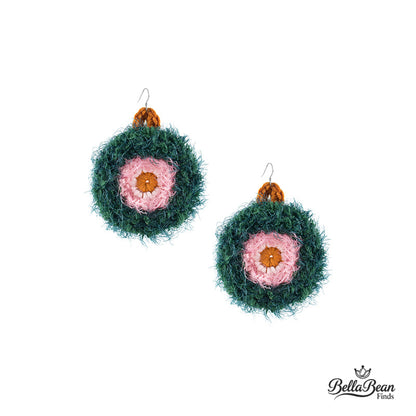 Eco-Dyed Vegan Chunky Hoops: Hand-Crochet Circle Earrings with Silver Hook