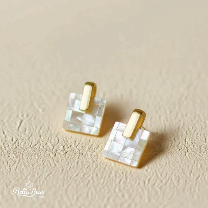 The Ode: Mother-of-Pearl Mosaic Stud Earrings | The Oceanic Verses