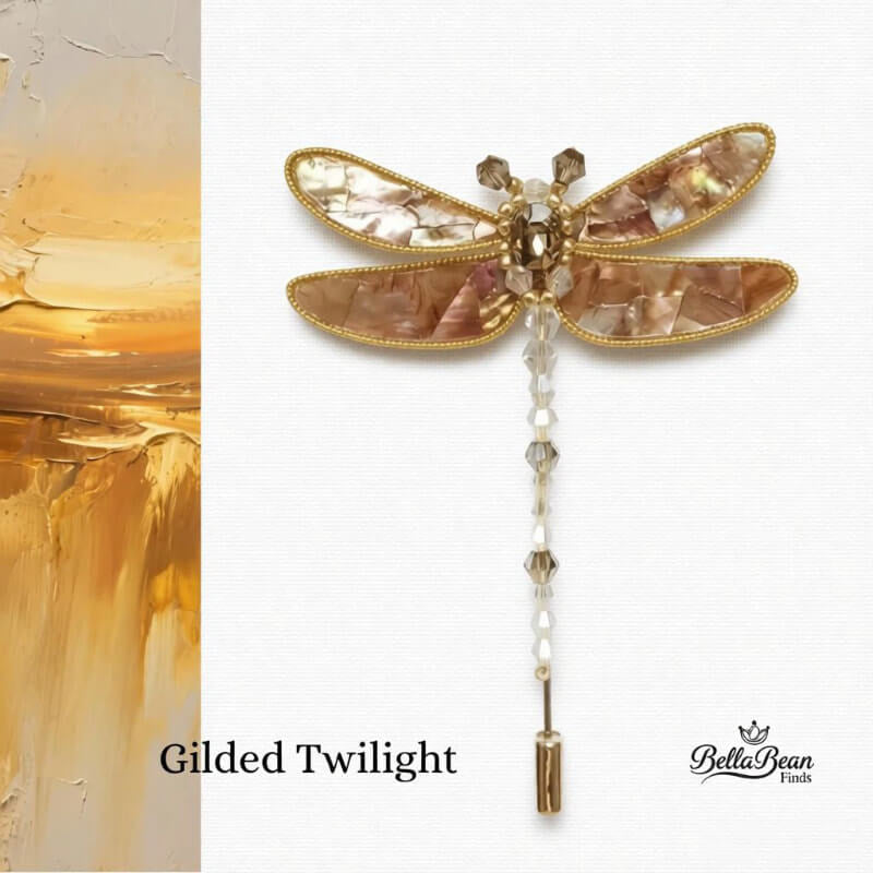 Canvas Wings: Handcrafted Mosaic Dragonfly Brooch - Mother-of-Pearl & Abalone Artistry Inspired by Oil Paintings