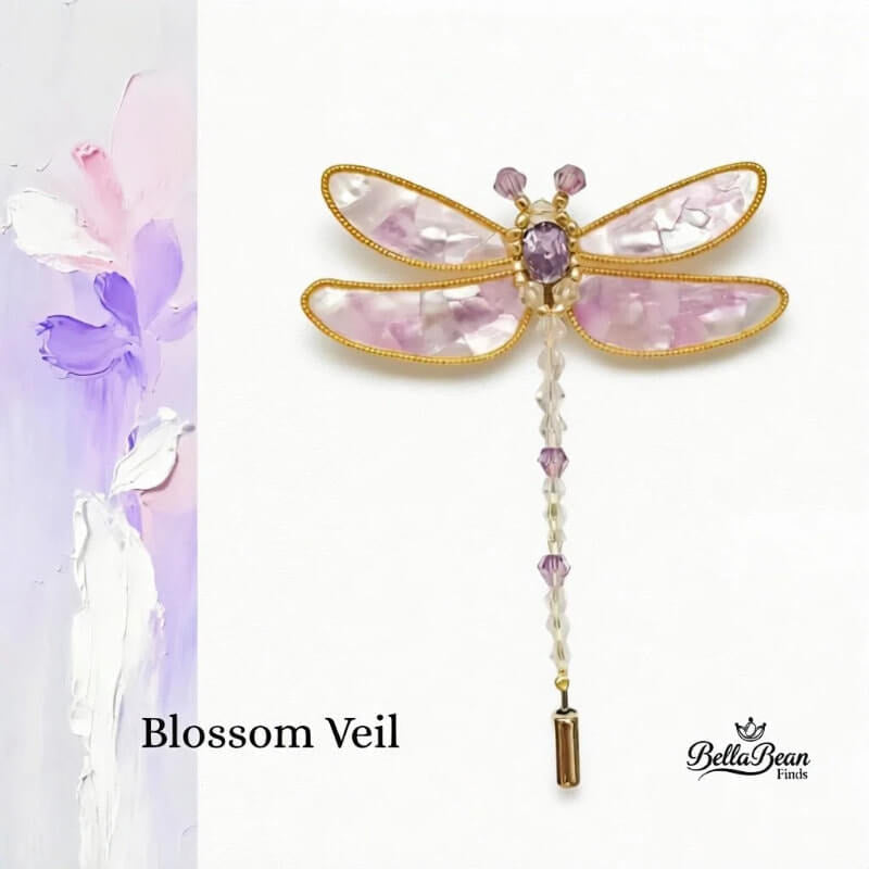 Canvas Wings: Handcrafted Mosaic Dragonfly Brooch - Mother-of-Pearl & Abalone Artistry Inspired by Oil Paintings
