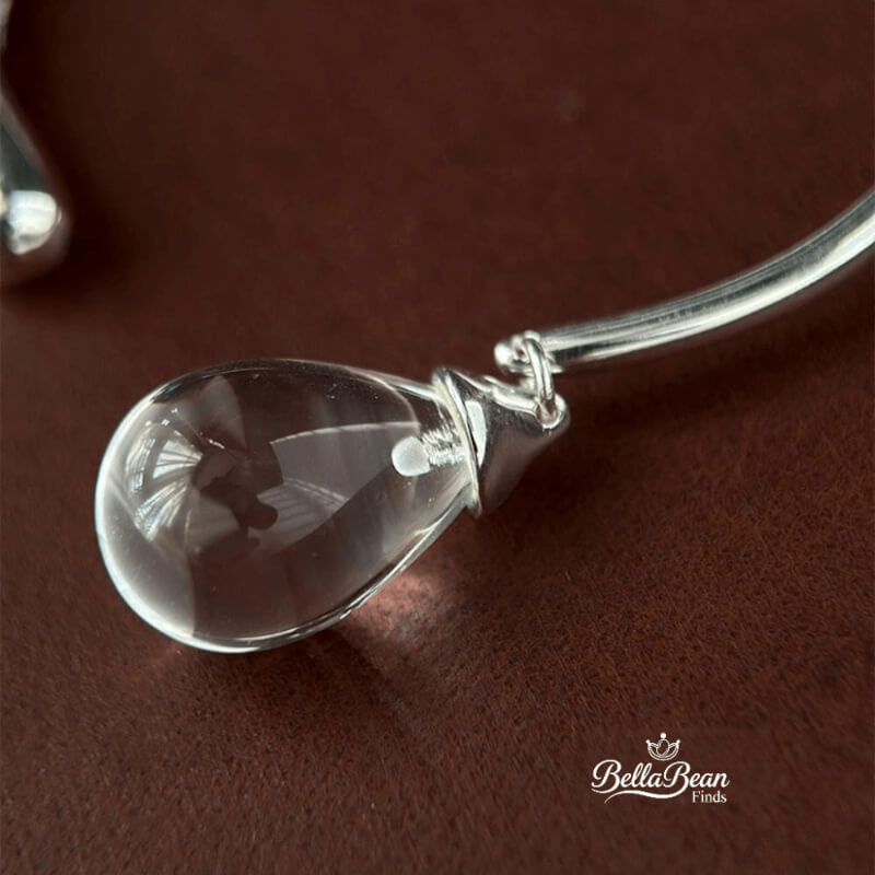 The Serenity Drop | Sterling Silver & Clear Quartz Crystal Bracelet