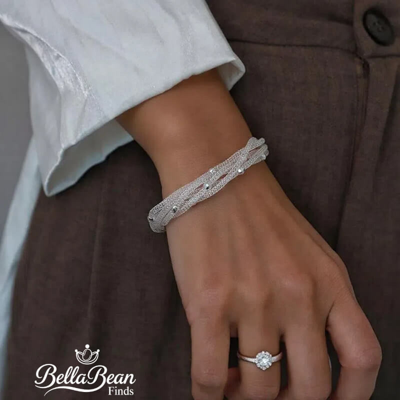 The Artisan 3D Lace Cuff: Sterling Silver Bracelet for Women with Hidden Sparkle