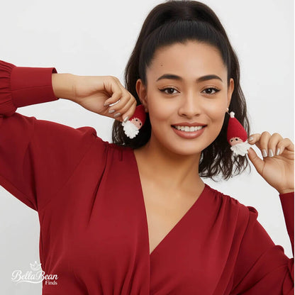 Hand-Crochet Santa Claus Earrings | Unique Christmas Gift, Festive Miniature Art