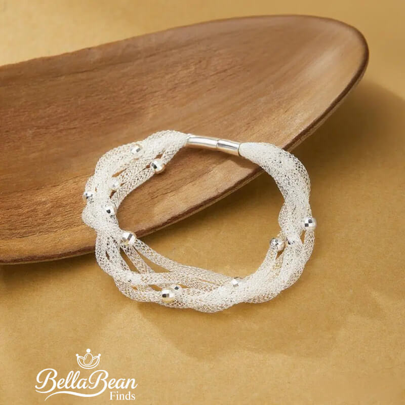 The Artisan 3D Lace Cuff: Sterling Silver Bracelet for Women with Hidden Sparkle