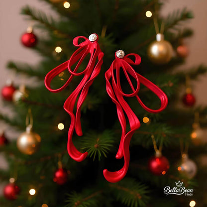 Sparkling 3D Bow Studs | Sculpted Ribbon Earrings with Rhinestones