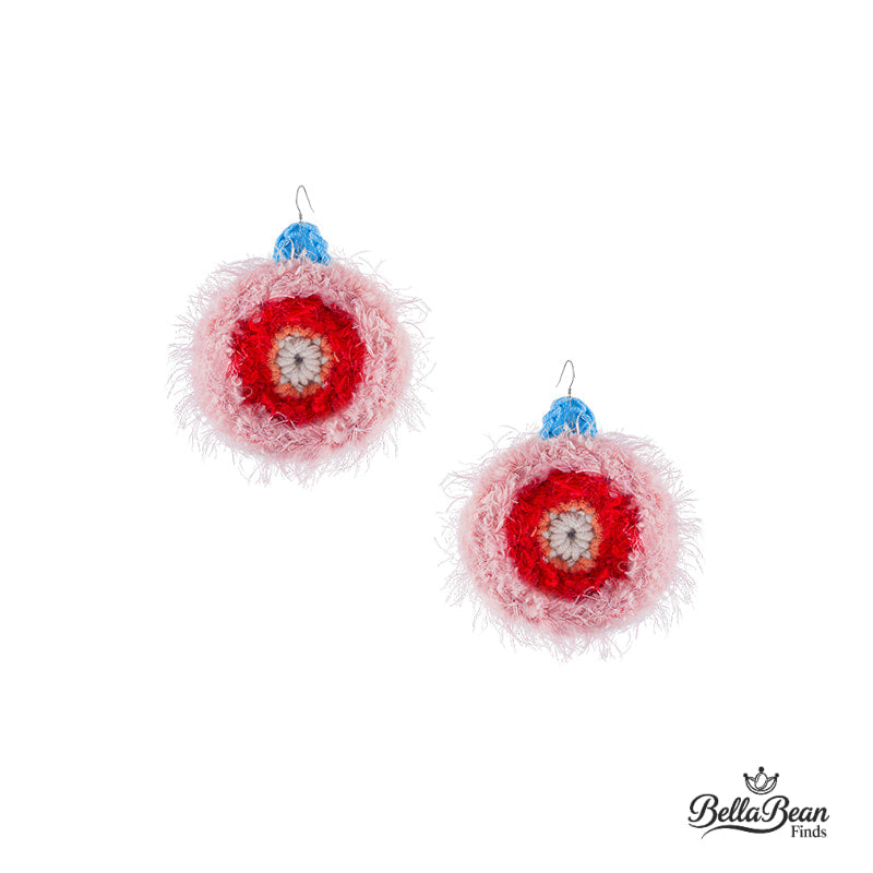 Eco-Dyed Vegan Chunky Hoops: Hand-Crochet Circle Earrings with Silver Hook