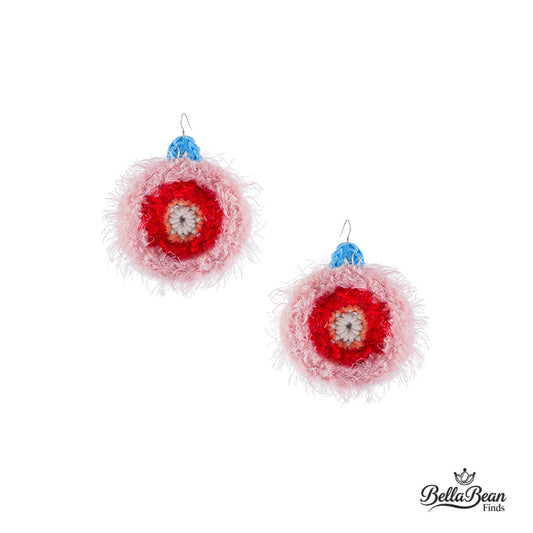 Eco-Dyed Vegan Chunky Hoops: Hand-Crochet Circle Earrings with Silver Hook