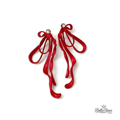 Sparkling 3D Bow Studs | Sculpted Ribbon Earrings with Rhinestones