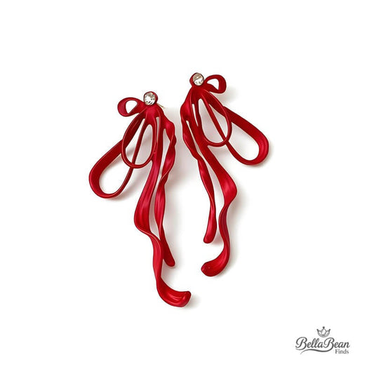 Sparkling 3D Bow Studs | Sculpted Ribbon Earrings with Rhinestones