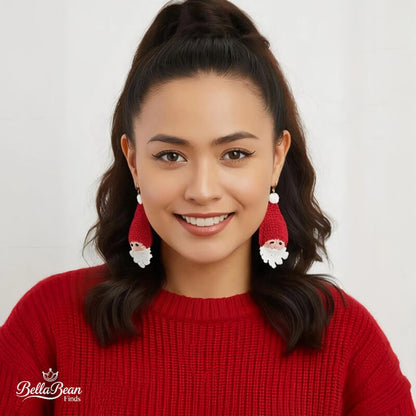 Hand-Crochet Santa Claus Earrings | Unique Christmas Gift, Festive Miniature Art