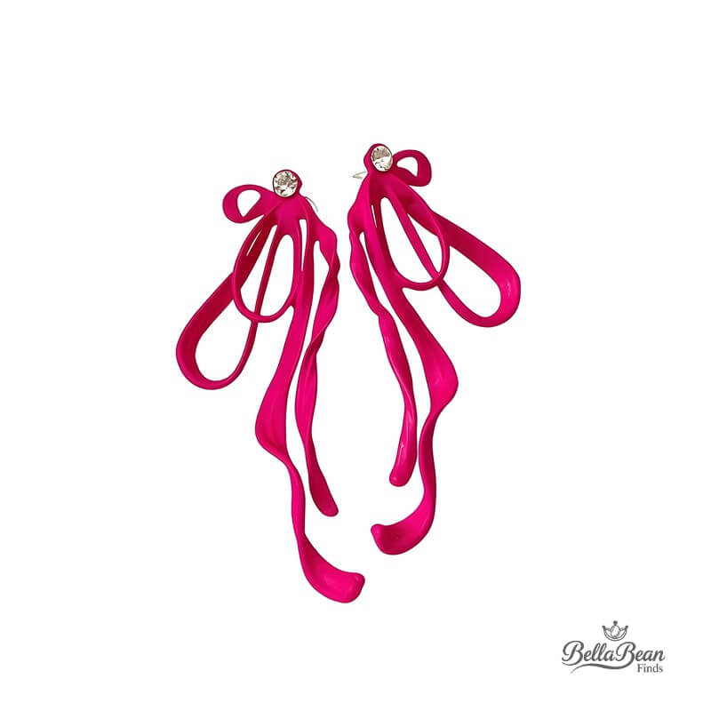 Sparkling 3D Bow Studs | Sculpted Ribbon Earrings with Rhinestones