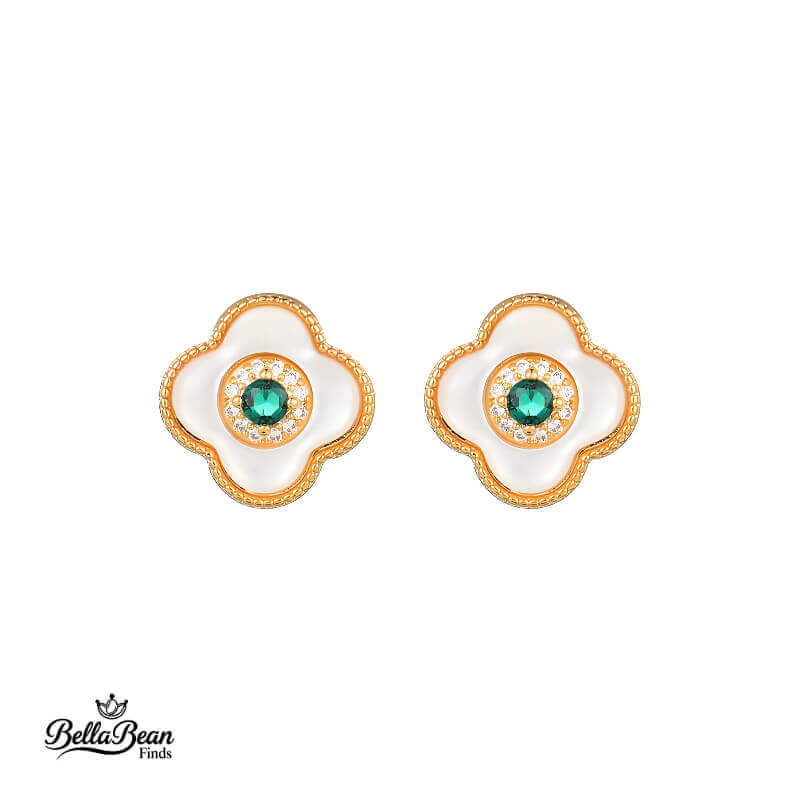 Green-Eyed Talisman: The Minimalist Clover Stud