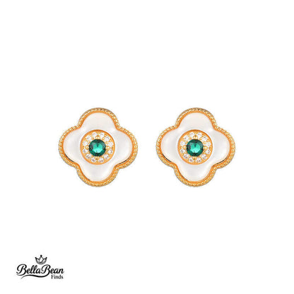 Green-Eyed Talisman: The Minimalist Clover Stud