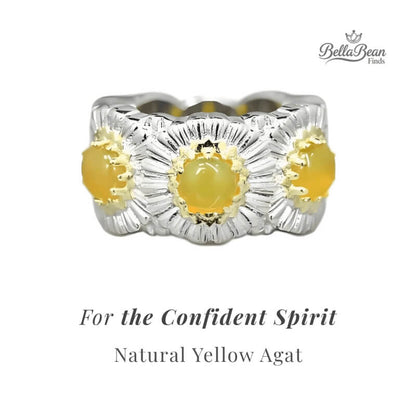 Choose Your Stone: Blue Chalcedony or Yellow Agate Daisy Ring in Sterling Silver