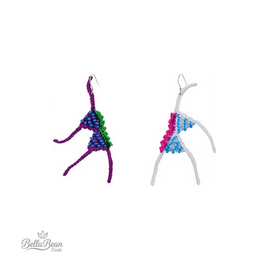 Asymmetric Hand-Crocheted Bikini Earrings - Lightweight Artistic Statement Piece