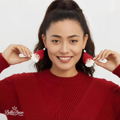 Hand-Crochet Santa Claus Earrings | Unique Christmas Gift, Festive Miniature Art