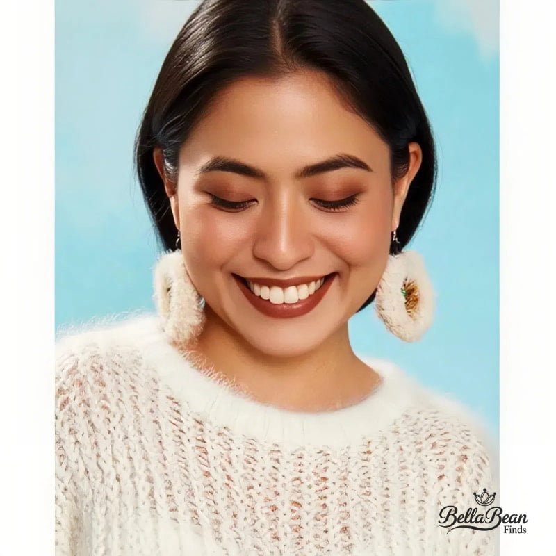 Eco-Dyed Vegan Chunky Hoops: Hand-Crochet Circle Earrings with Silver Hook