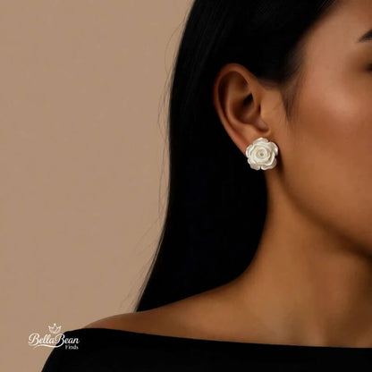 White Camellia Stud Earrings - Your Peaceful Oasis in a Busy World