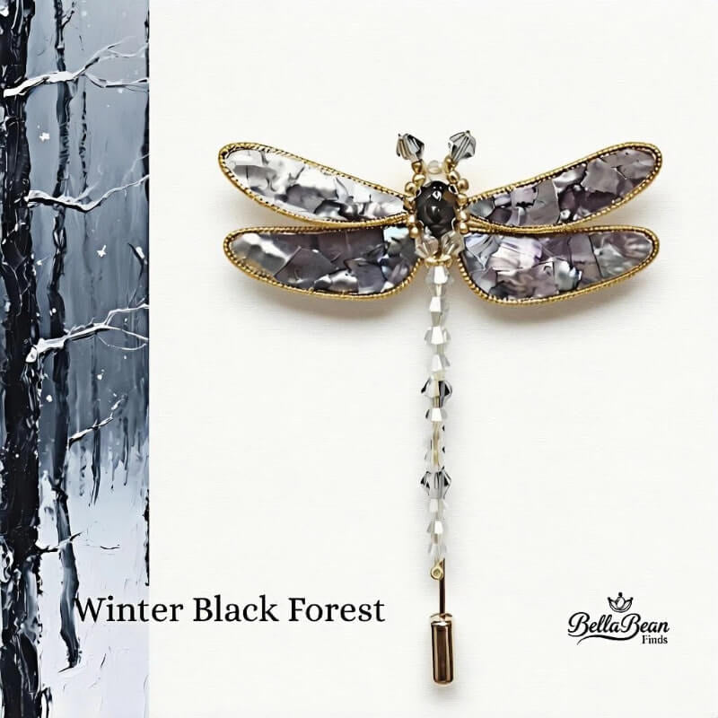 Canvas Wings: Handcrafted Mosaic Dragonfly Brooch - Mother-of-Pearl & Abalone Artistry Inspired by Oil Paintings