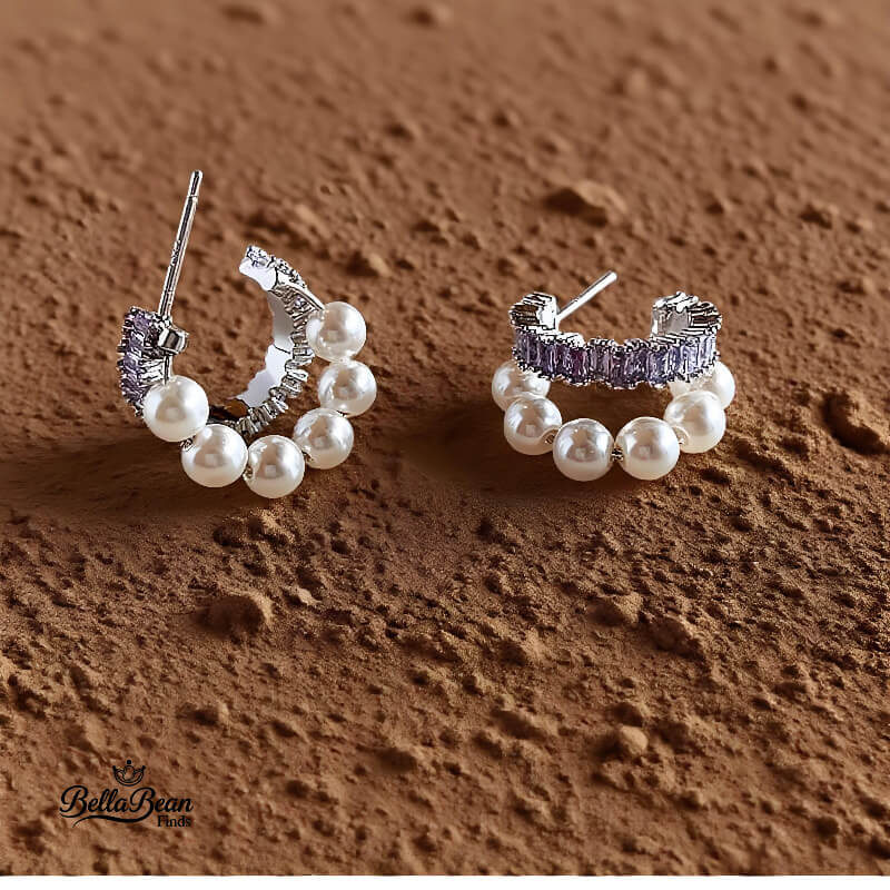 From Power Meeting to First Dance: Pearl & CZ Double Hoop Earrings for Women