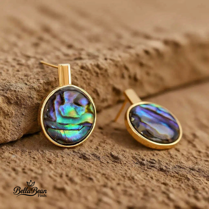 Ocean's Kaleidoscope: Handmade Abalone Shell Stud Earrings