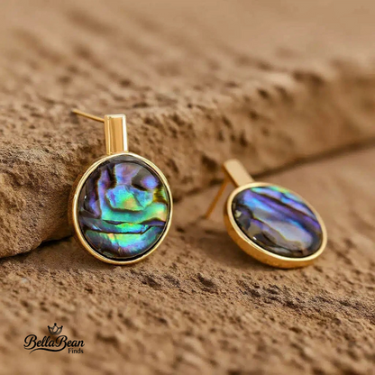 Ocean's Kaleidoscope: Handmade Abalone Shell Stud Earrings