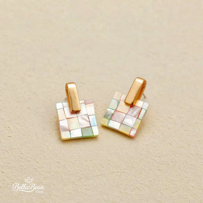 The Ode: Mother-of-Pearl Mosaic Stud Earrings | The Oceanic Verses