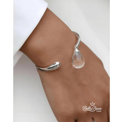 The Serenity Drop | Sterling Silver & Clear Quartz Crystal Bracelet