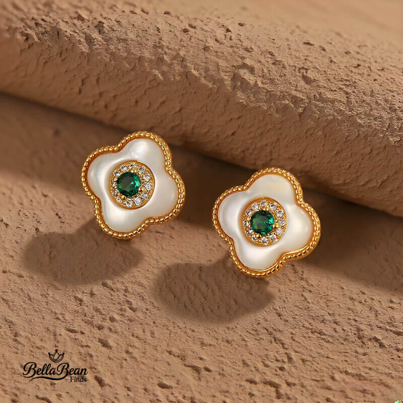 Green-Eyed Talisman: The Minimalist Clover Stud