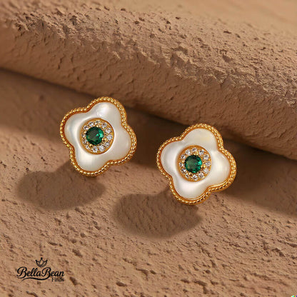Green-Eyed Talisman: The Minimalist Clover Stud