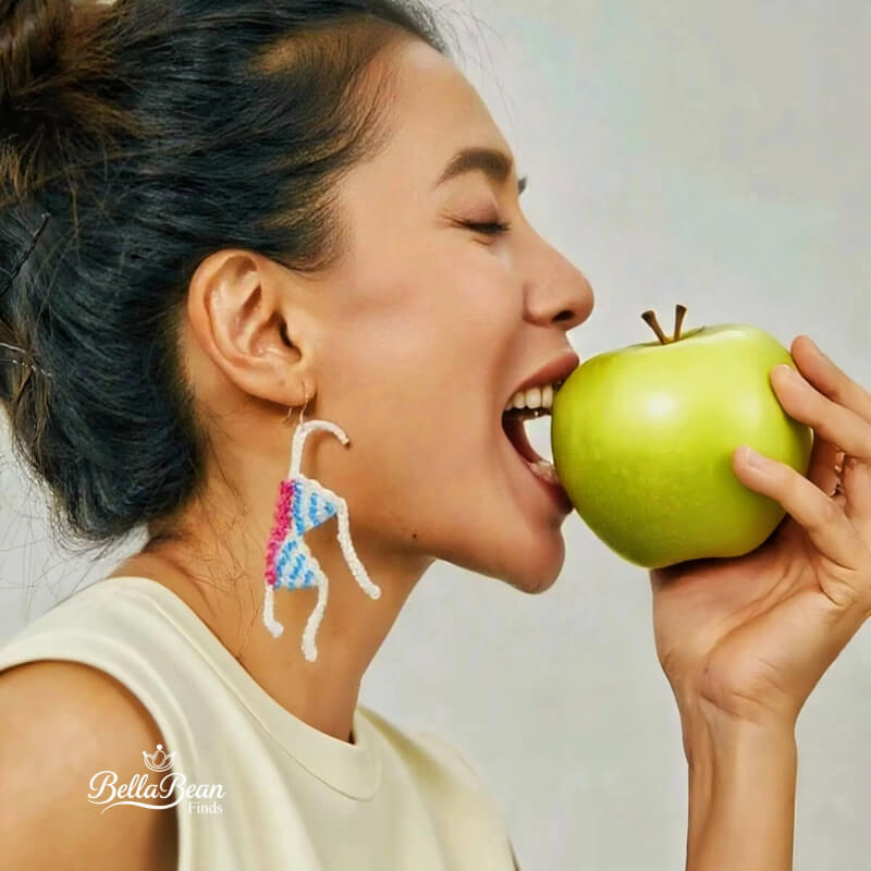 Asymmetric Hand-Crocheted Bikini Earrings - Lightweight Artistic Statement Piece