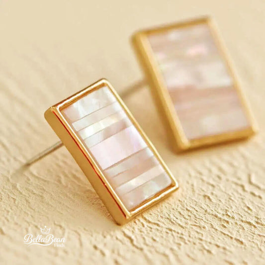 The Sonnet Stud Earrings: Hand-Inlaid White Butterfly Shell Mosaic | The Oceanic Verses Collection