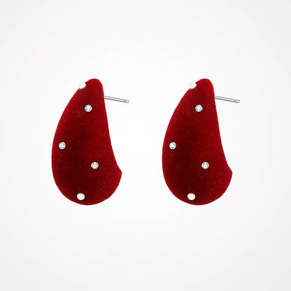 The Crimson Comma: A Pause in Your Story | Velvet Earrings with Pearl & Zircon