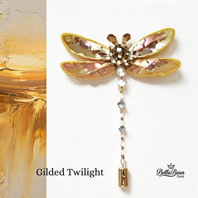 Canvas Wings: Handcrafted Mosaic Dragonfly Brooch - Mother-of-Pearl & Abalone Artistry Inspired by Oil Paintings