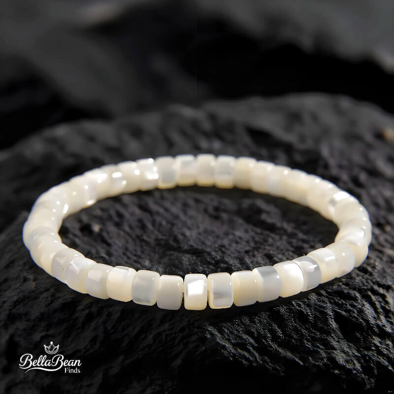 Straight Cut Shell Bracelet, Natural White Butterfly & Turban Shell | The Oceanic Verses Collection