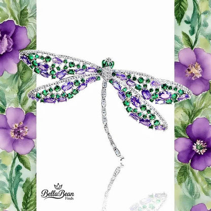 The Verdant Dragonfly Lapel Pin | Artisan Crystal Brooch for Elegant Attire