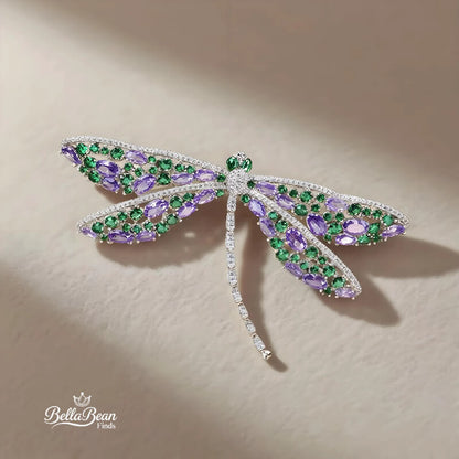 The Verdant Dragonfly Lapel Pin | Artisan Crystal Brooch for Elegant Attire