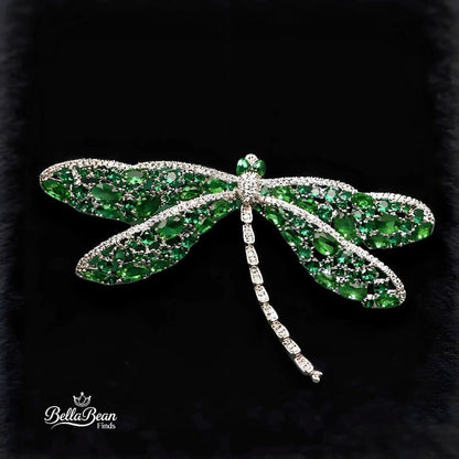 The Verdant Dragonfly Lapel Pin | Artisan Crystal Brooch for Elegant Attire