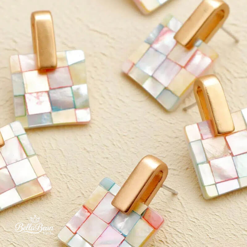 The Ode: Mother-of-Pearl Mosaic Stud Earrings | The Oceanic Verses