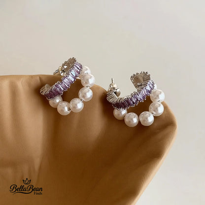 From Power Meeting to First Dance: Pearl & CZ Double Hoop Earrings for Women